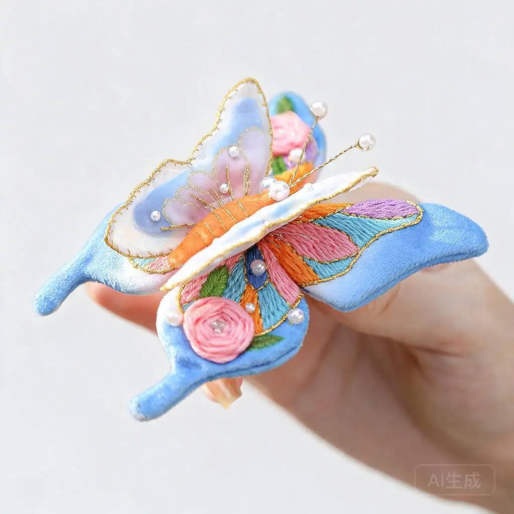 Diy Hand Embroidery Kit Butterfly Sachet Self Stitching Craft Set For Couple Gift Portable Hanging Ornament With Or Without Hoop