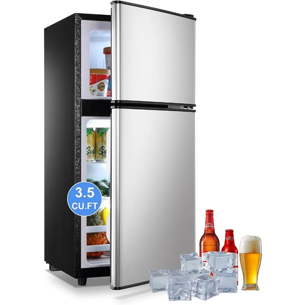 

2024 New 3.5 Cu.Ft Mini Fridge with Freezer, 2 Door Design Small Refrigerator, 7 Level Adjustable Thermostat, Compact Fridge