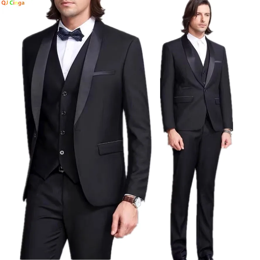 

2026 New Men's Black 3-Piece, Slim-fit Formal Jacket and Waistcoat Paired with Trousers, Asian Size, Red, White, Gray, Purple