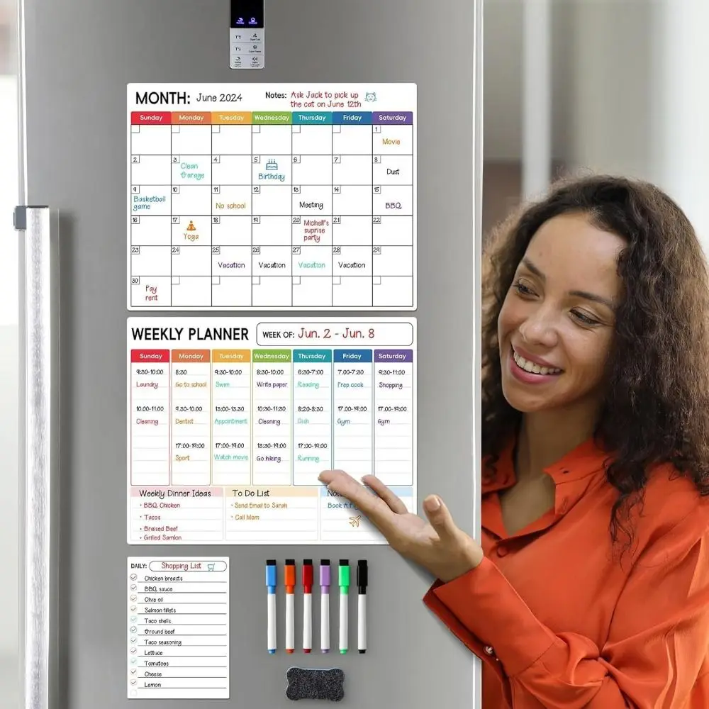 تقويم مغناطيسي للمسح الجاف، سطح مغناطيسي، سبورة بيضاء، سطح الثلاجة، تقويم التقويم، مع قلم تقويم السبورة البيضاء #3