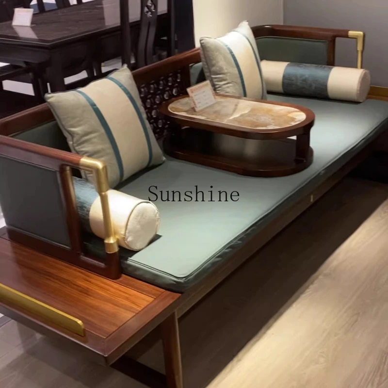 

New Chinese Arhat sofa Solid wood light luxury small apartment living room sofa combination Zen bed