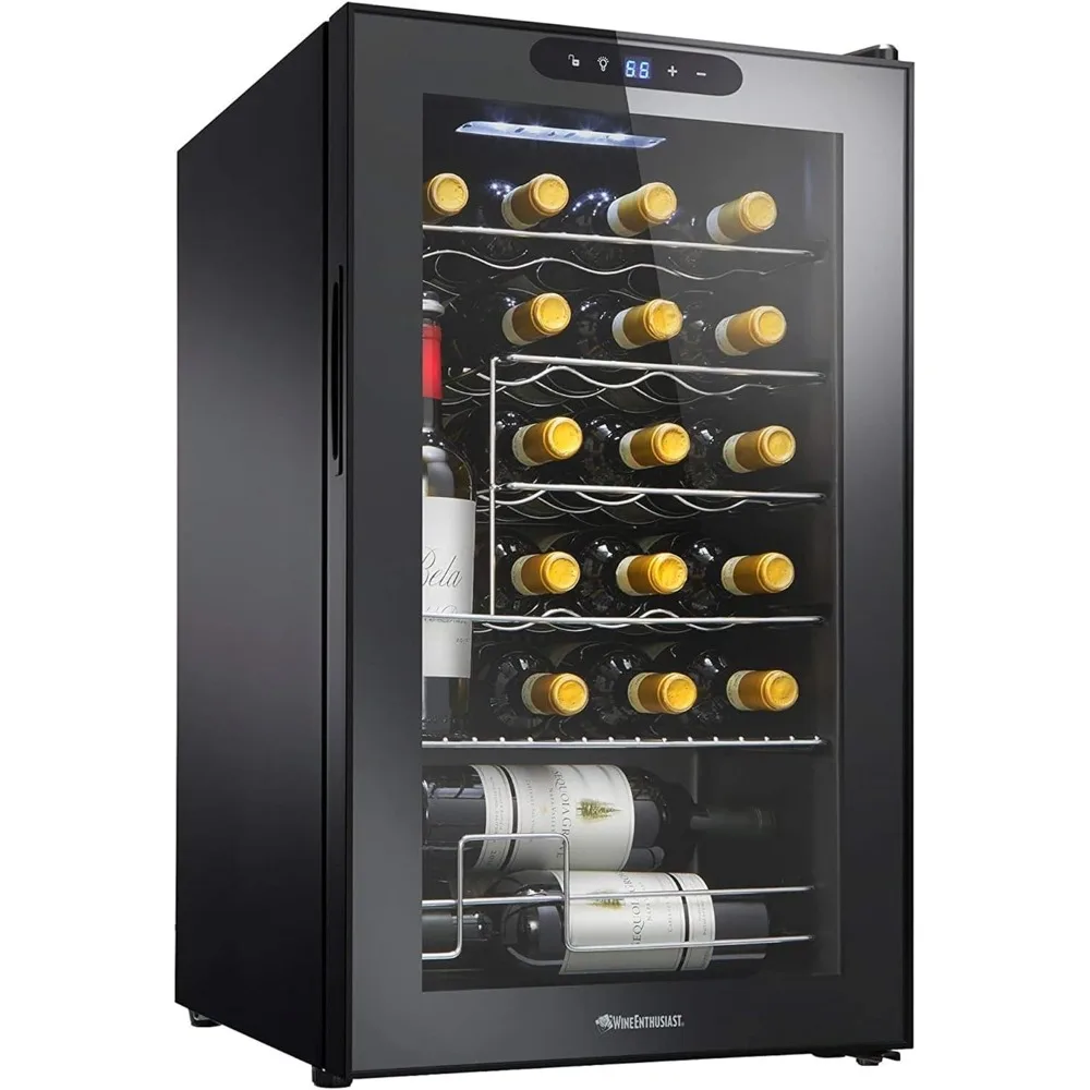 24-Bottle Compressor Wine Cooler,Upright Bottle Storage,Digital Touchscreen and LED Temperature Display