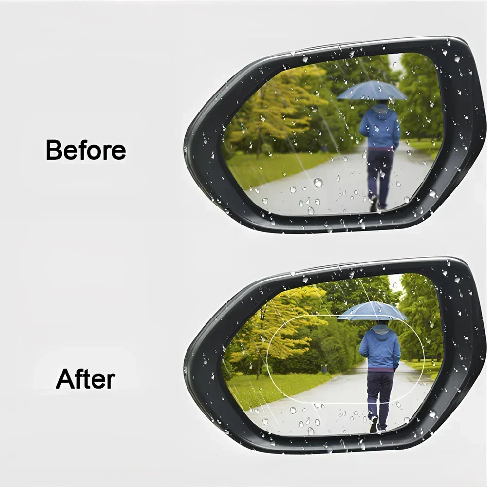 2X Car Stickers Rearview Mirror Protection Against Rain Fog Transparent Film Anti-glare Rainy Days Clear Vision Auto Accessories