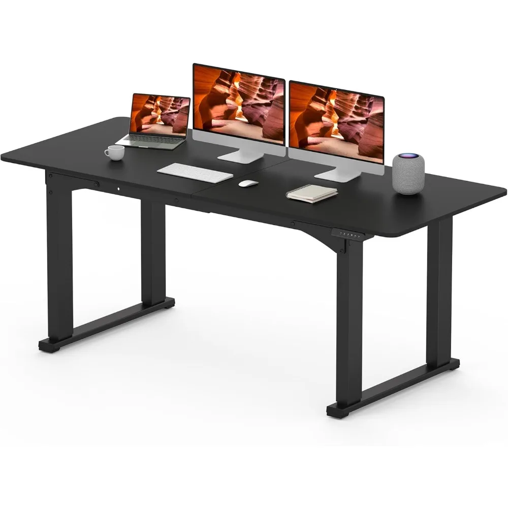 4 Legs Standing Desk, Large 71x31 Inches Electric Adjustable Height Desks with Splice Board, Stand Up Desks Home Office Computer