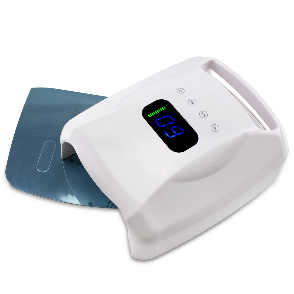 新着電力 96 ワット強力な赤色光コードレス充電式ワイヤレス LED UV ネイルランプジェルネイルポリッシュドライヤー用