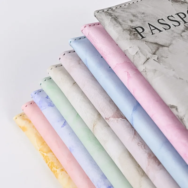 أغطية جواز السفر بنمط رخامي من جلد البولي يوريثان، حامل مستندات رفيع، حامل جواز السفر، أغطية بطاقات الهوية، ملحقات حقائب السفر #5