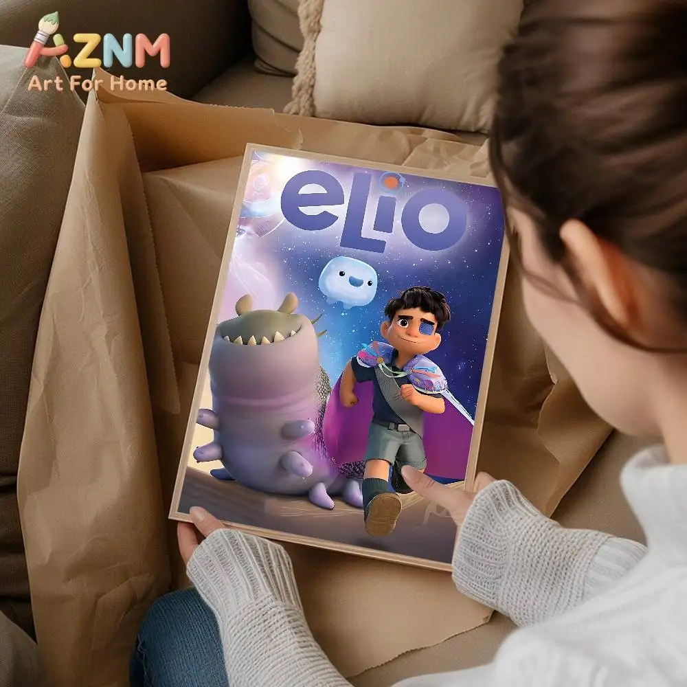 

AZNM Disney Elio, персонажи фильмов, космическое приключение, безрамное холстовое настенное искусство для детской спальни, игровой комнаты, домашнего декора, картина