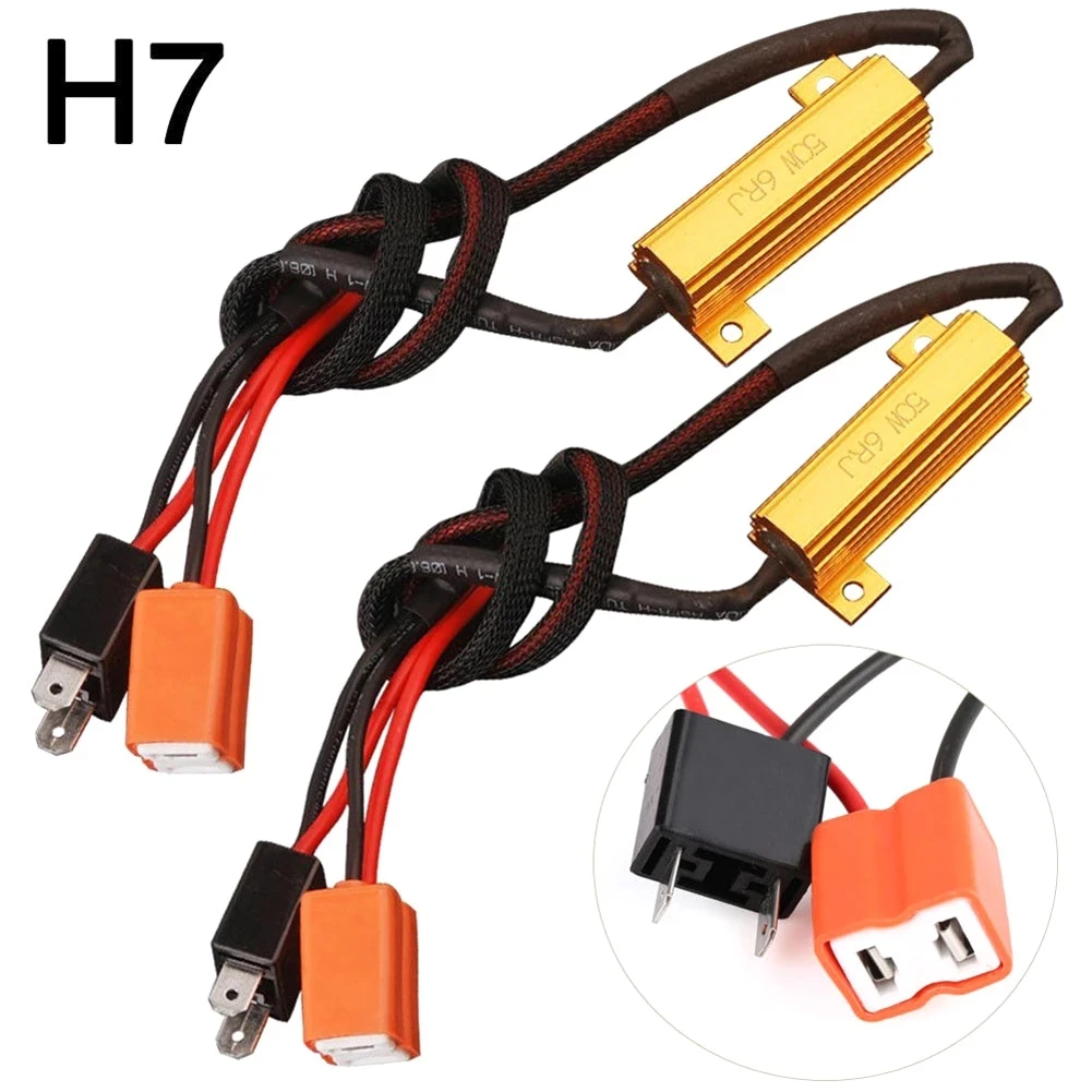 

New 2pcs H7 50W 6Ω Car LED Canbus Load Resistor Controller Warning Canceler LED Decoder Light Error Free Canceller12V Resistance