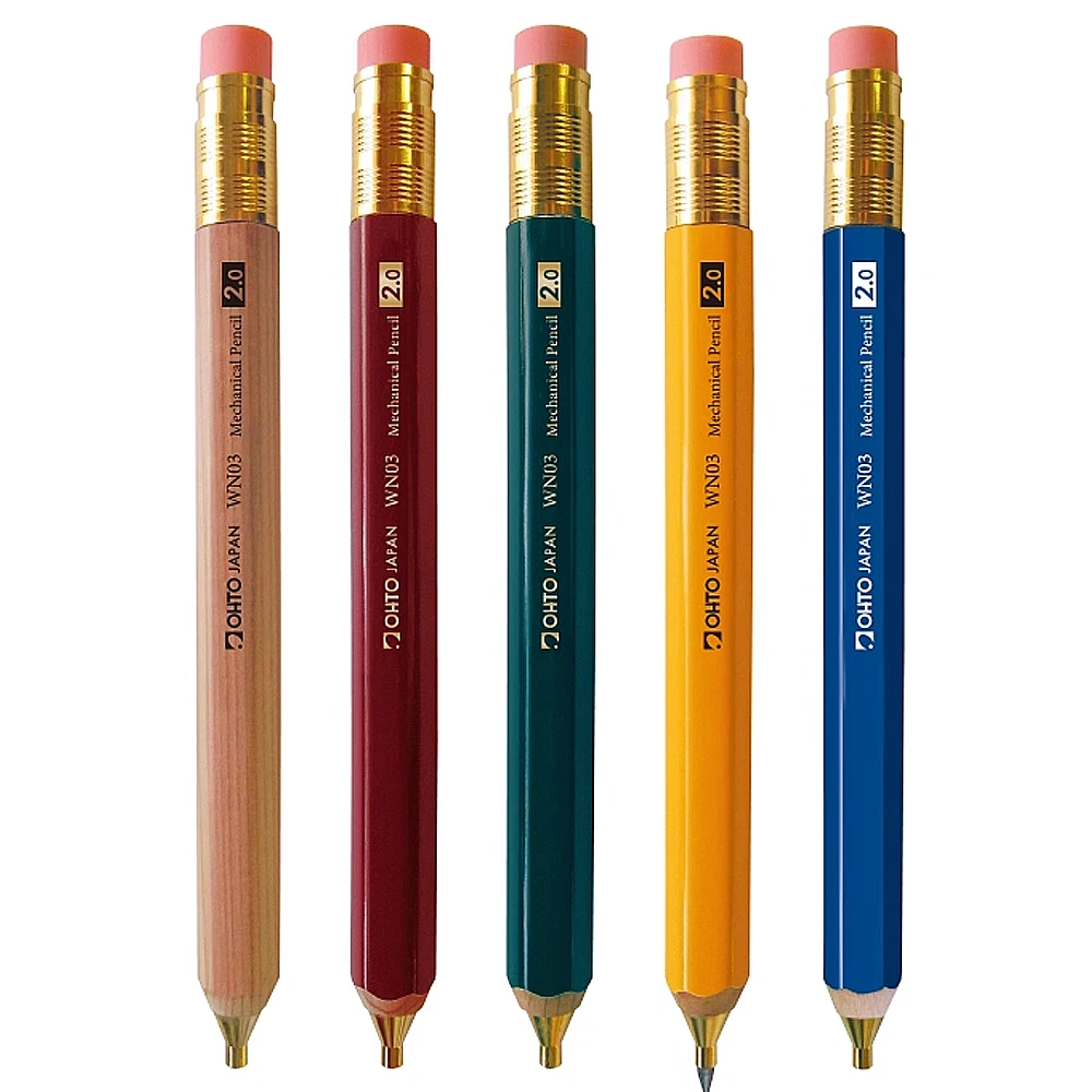 OHTO WN03 Retro-Style Wood Mechanical Pencil, 2.0mm Drawing Sketching Pencils Office School Supplies WN-03