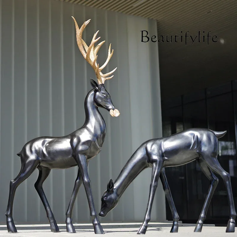 

Abstract large fiberglass sculpture hotel clubhouse sika deer sales department interior modern decoration ornament