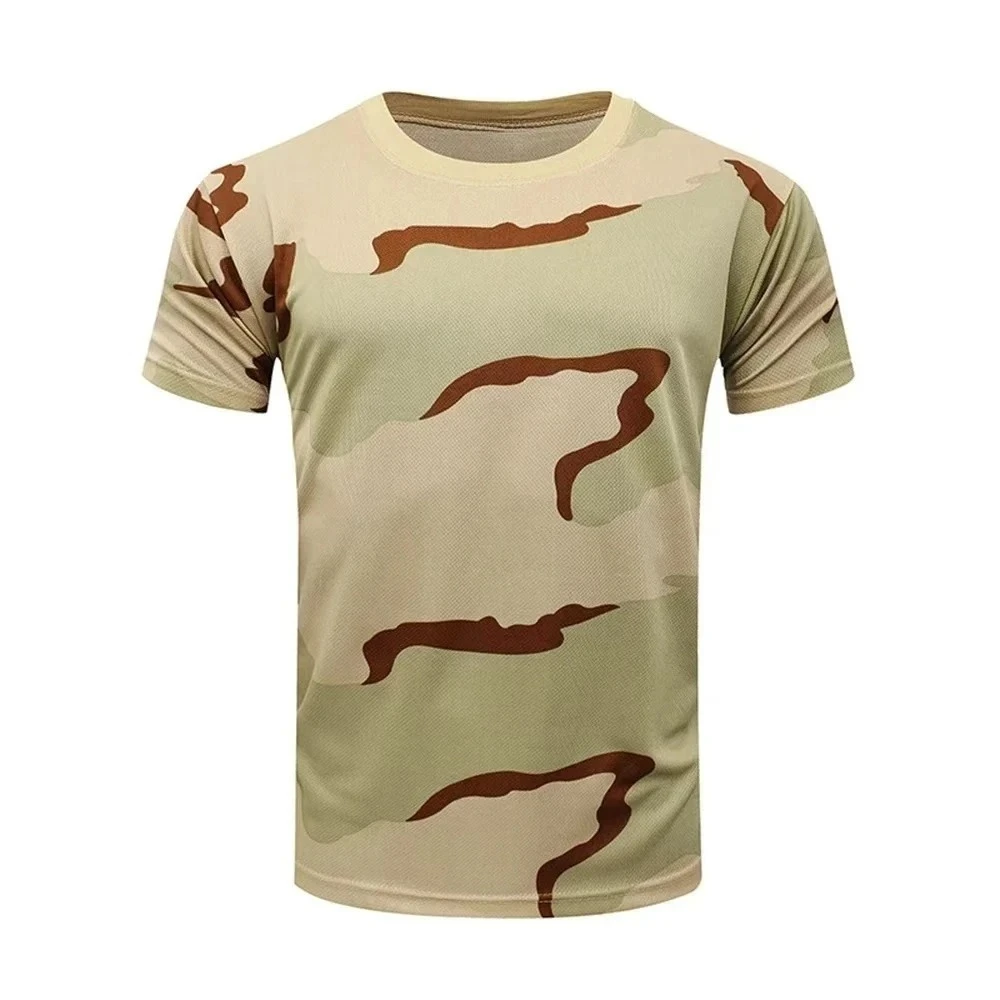 Tactical Camouflage Design 2026 New Adult Male Outdoor Outfit Short Sleeve Breathable Cargo Style T-Shirt