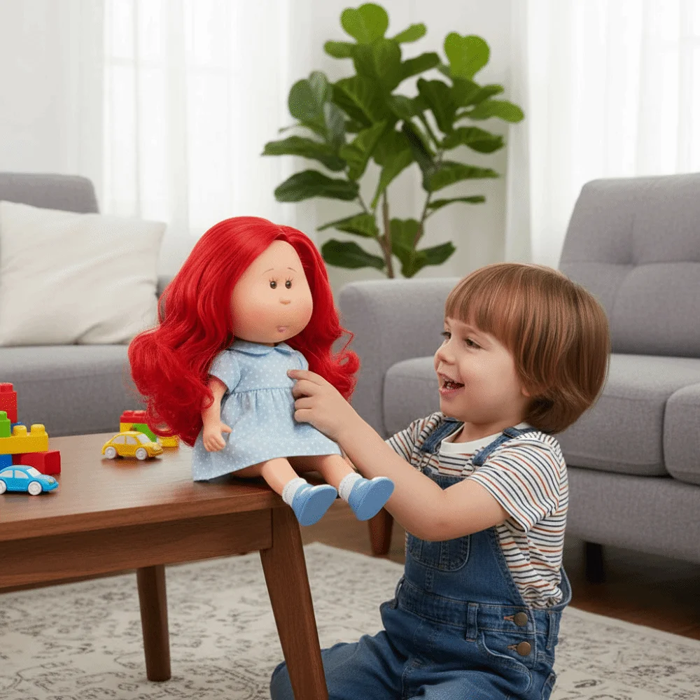 

Fashion Curly Hair 24cm Bean Eye Vinyl Dark Skin Movable Mia Potato 24cm Dress Up Action Figure Body Children Gift