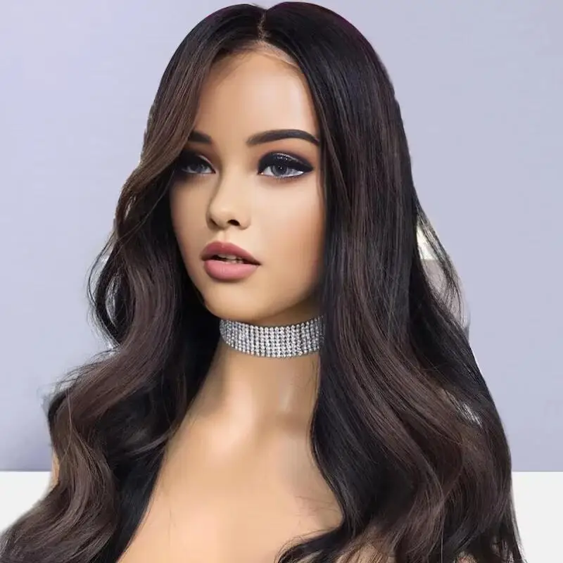 Glueless Highlight Natural Black Body Wave 28“Long 5x5 Silk Base Jewish Human Hair Wig Baby Hair HD Lace European Hair Prepluck