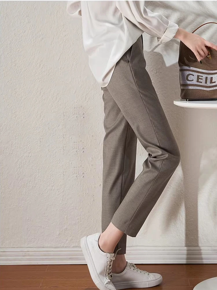 Lässige knöchel lange Anzug hose Frauen Frühling Herbst gerade Hose koreanische Büro Dame Pantalones formale elegante Baggy Spodnie