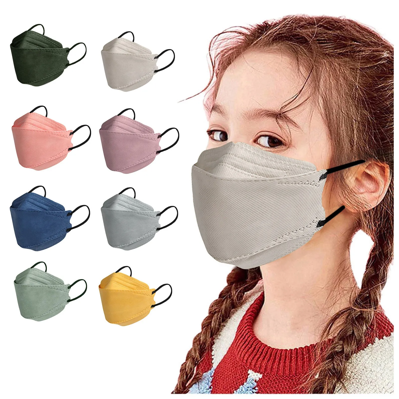 Face Mask Fish Type 3d 4-Ply Solid Color Disposable Masks Navidad Child Covers Fashion Mouths Cubre Bocas Desechables Mascara