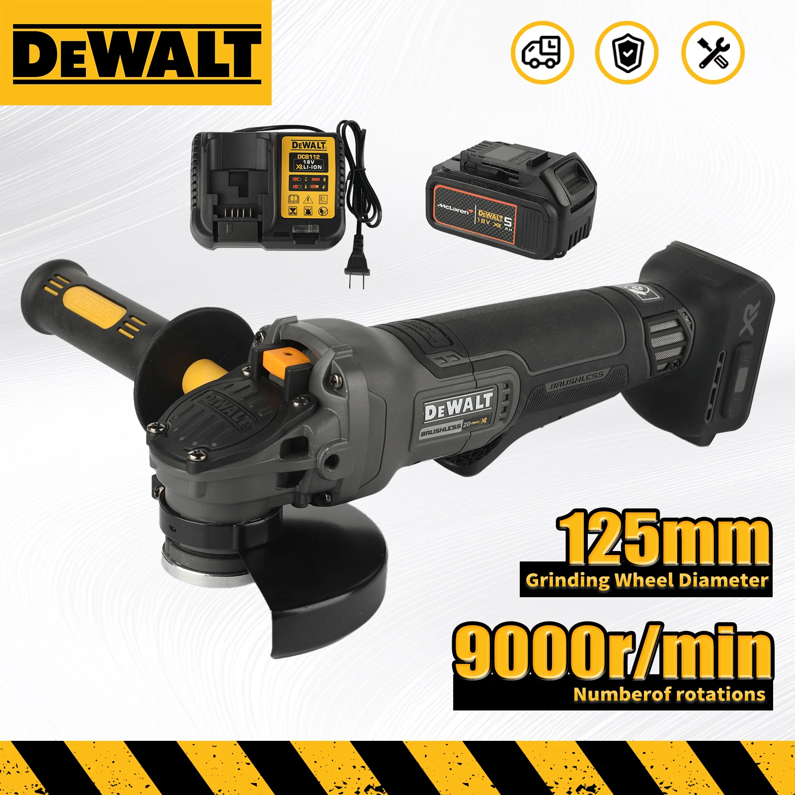 DEWALT DCG406 125mm flat head angle grinder bare machine tool cutting machine 18V lithium battery brushless tools