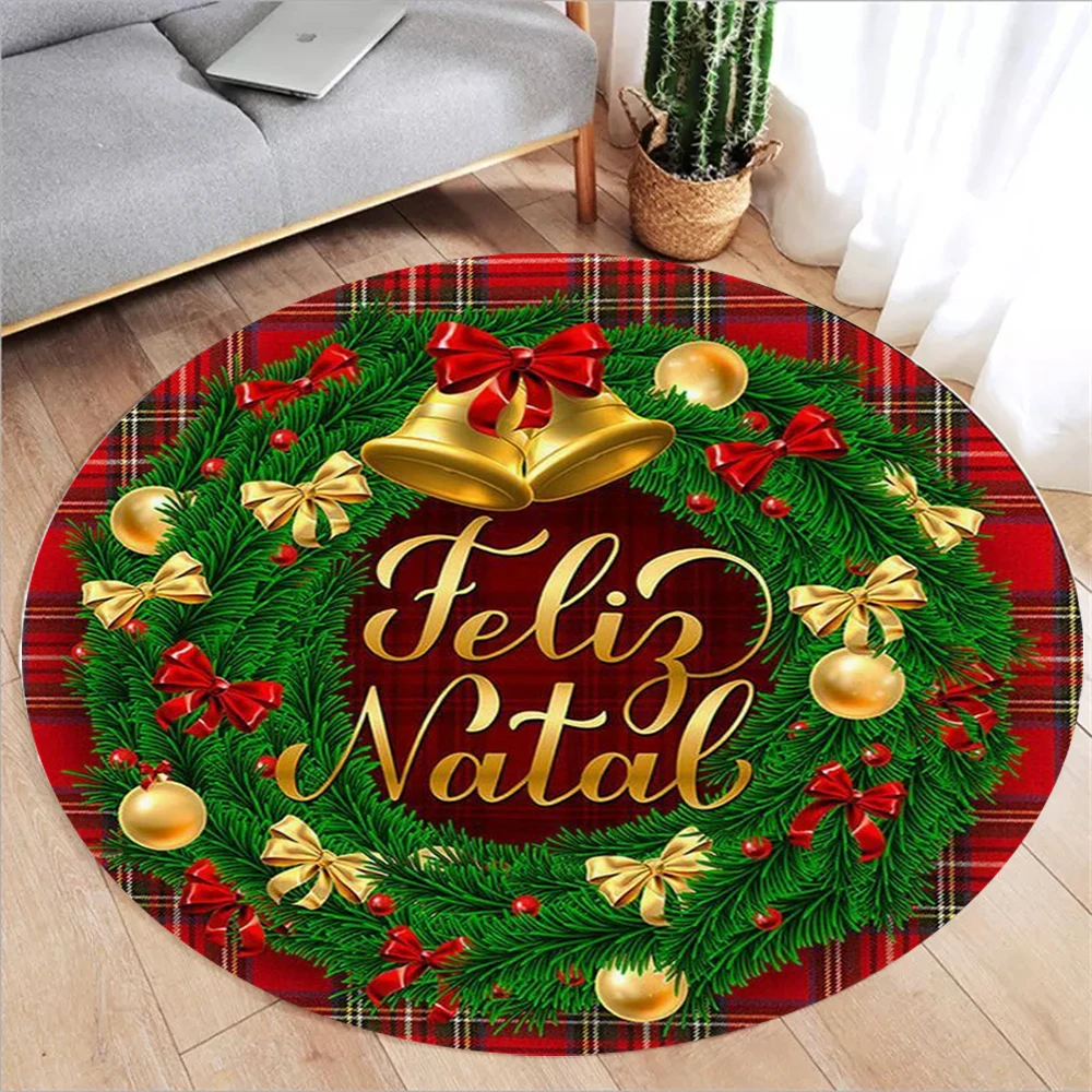Kreisförmige Unterlage mit Weihnachtsbaum-Druckfläche, weiche und bequeme Glocke, Wohnzimmer, Schlafzimmer, Feiertagsdekoration, Weihnachtsdekoration