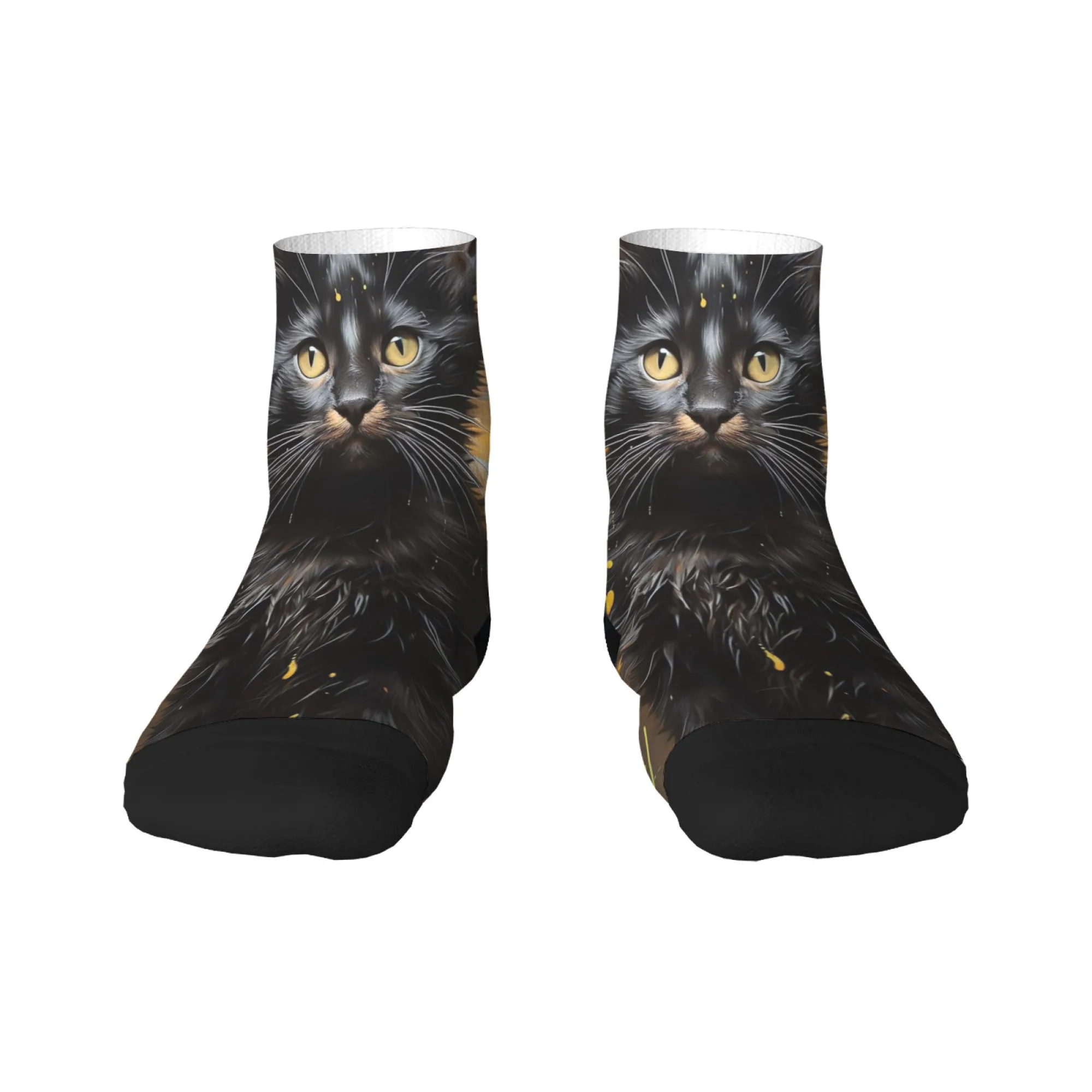 

Black Cat Short Socks Polyester Blend Comfortable Casual Socks for Women Men Unisex Soft Breathable Lightweight Fashionable