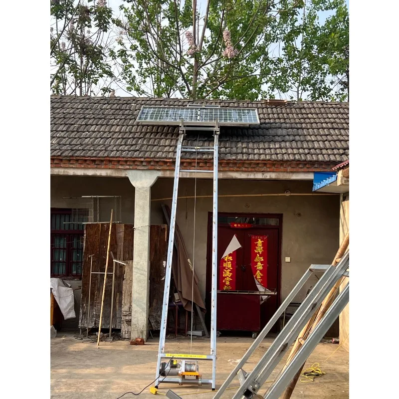 New sloping roof glazed tile cloud ladder lift photovoltaic panel doors and windows automatic turning ladder