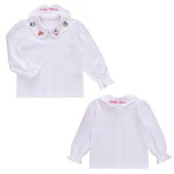 Japanese Style  Autumn Girls Long Sleeve Shirts Ice Cream Letter Shirt Overlay Korean Children's Tops Blouse for Girl Camisas