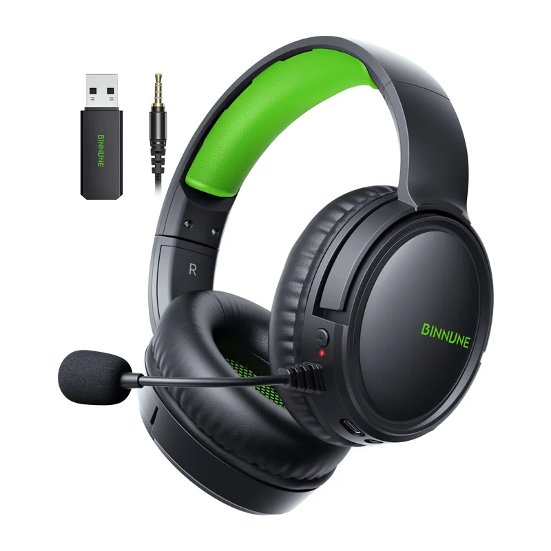Fone de Ouvido Gamer Sem Fio BINNUNE BW02 com Microfone, Leve, Over-Ear, Bluetooth, Baixa Latência e Cancelamento de Ruído