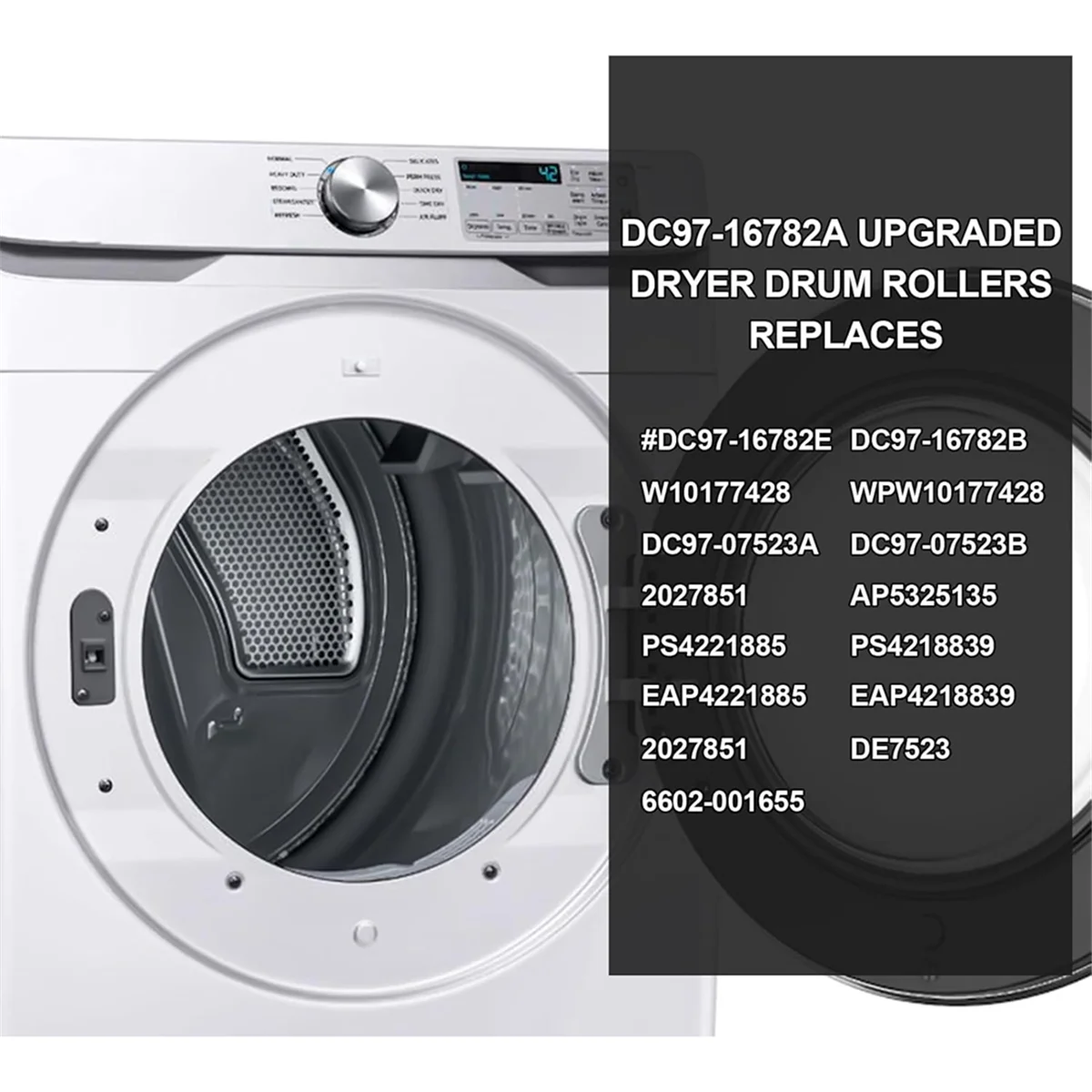 ABBR DC97-16782A مجموعة عجلات المجفف لسامسونج DV45H7000EW/A2 DV42H5200EP/A3 DV48H7400EW/A2 استبدال DC97-16782C DC97-16782D
