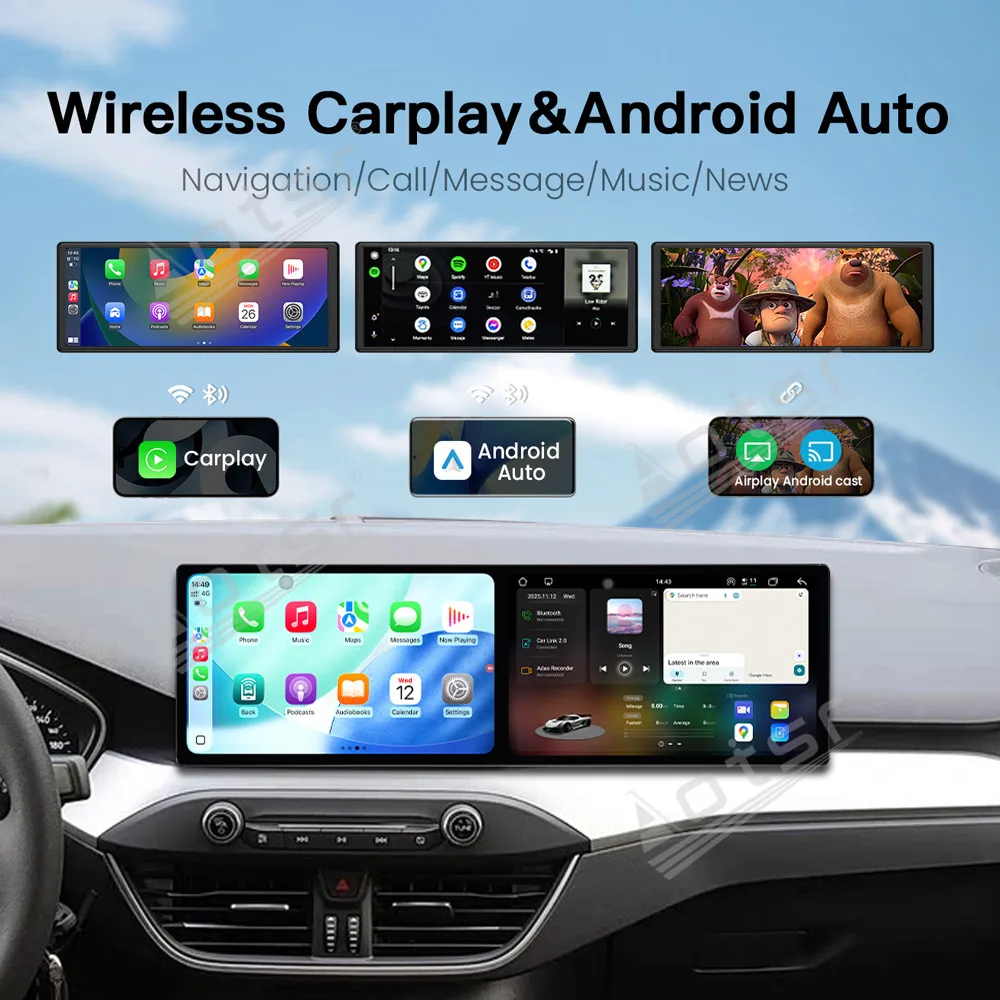 

Двойной 10,1-дюймовый Android 15 Carplay для Ford Focus 2019-2022, GPS-навигация, автомобильный радиоприемник, HD сенсорный экран, авто стерео, автомобильные аксессуары