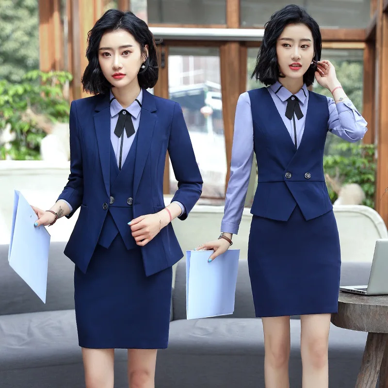 6001Business Wear Female Temperament Business Commute Formal Suit Vest Suit Work Clothes Hotel Waiter Work Clothes