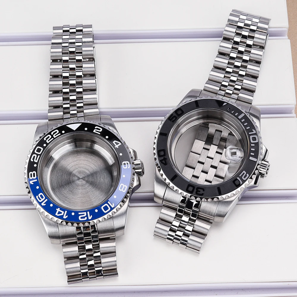 

40mm NH35 Mechanical Case Sapphire for GMT SUB Yacht NH34 NH35 NH36 72 4R35 Miyota8215 ETA2824 Movement Jubilee Oyster Bracelet