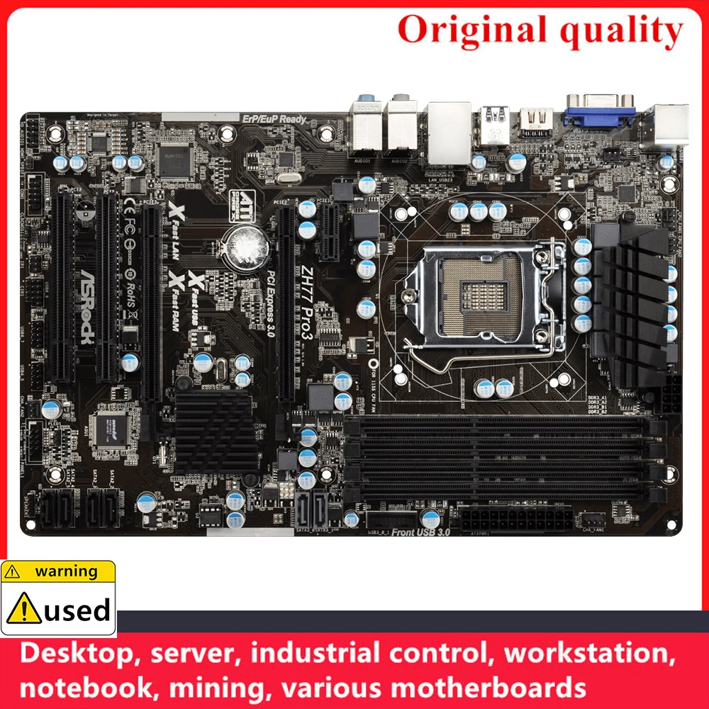 

Used For ASROCK ZH77 Pro3 Motherboards LGA 1155 DDR3 32GB ATX For Intel H77 Desktop Mainboard SATA III USB3.0