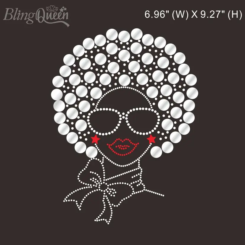 

BlingQueen-Heat Transfers Stickers, Iron On Rhinestone Strass Motifs, African Lady Design, 25Pcs Lot