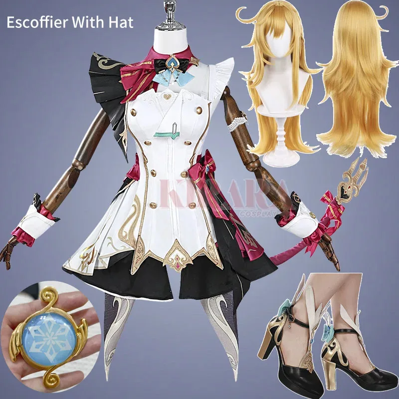 

Костюм для косплея Escoffier, парик, игра для волос Impact Escoffier, обувь для косплея для аниме, мероприятий, Comic Con, женская праздничная одежда