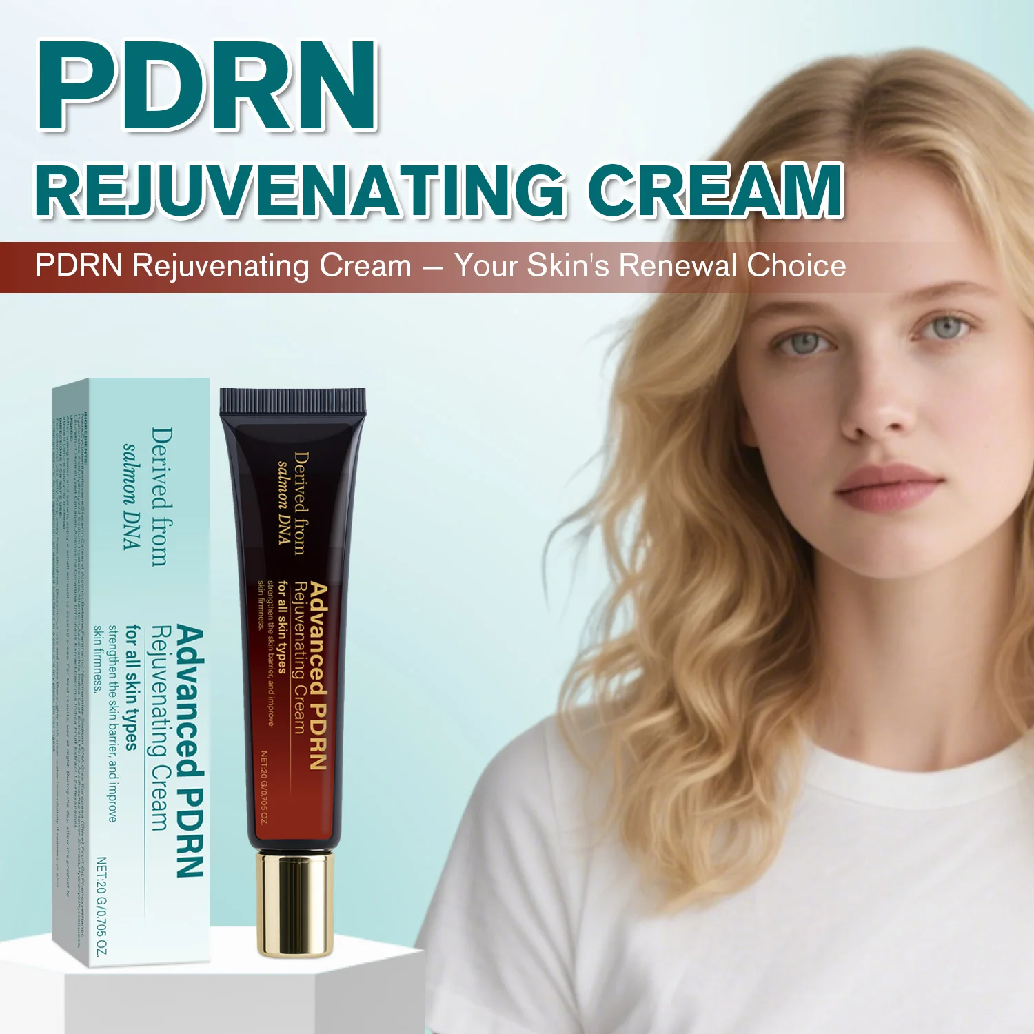Advanced PDRN Rejuvenating Cream Salmon DNA for All Skin Types, Strengthen Skin Barrier Improve Firmness, 20g