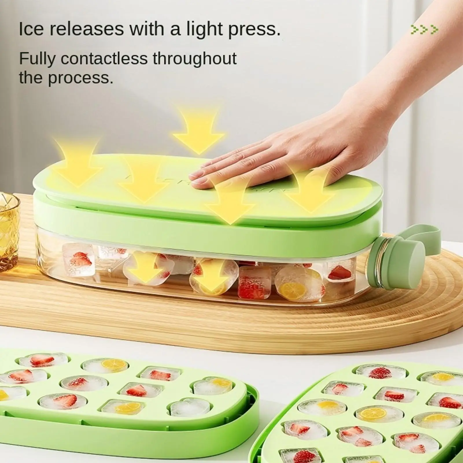Ice Making Cup 2-in-1 Reusable Portable Press Dispenser Mold Ice Bottle Cup For Water Whiskey Coffee Cooler Food Home Cocktail