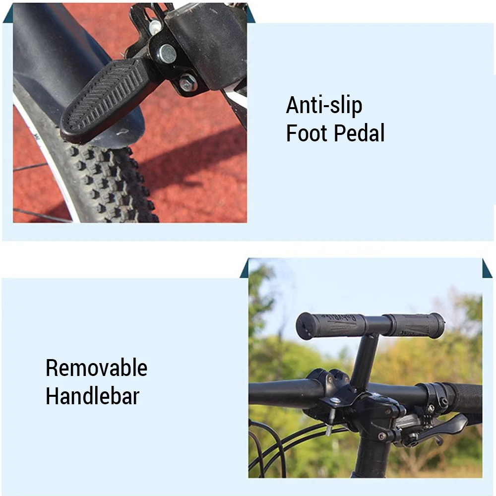 Front Mounted Bicycle Seats with Handlebars and Foot Pedals for Kids Children Bicycle Frame Quick Release Kids Saddle Parts