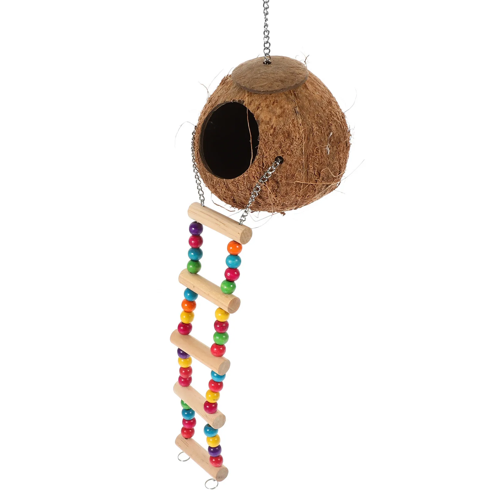 

Coconut Reptile House Hanging Nest Ladder Decorative Reptile Bed Stress Relief Coconut Shell Nest Coconuts Shell Hideout