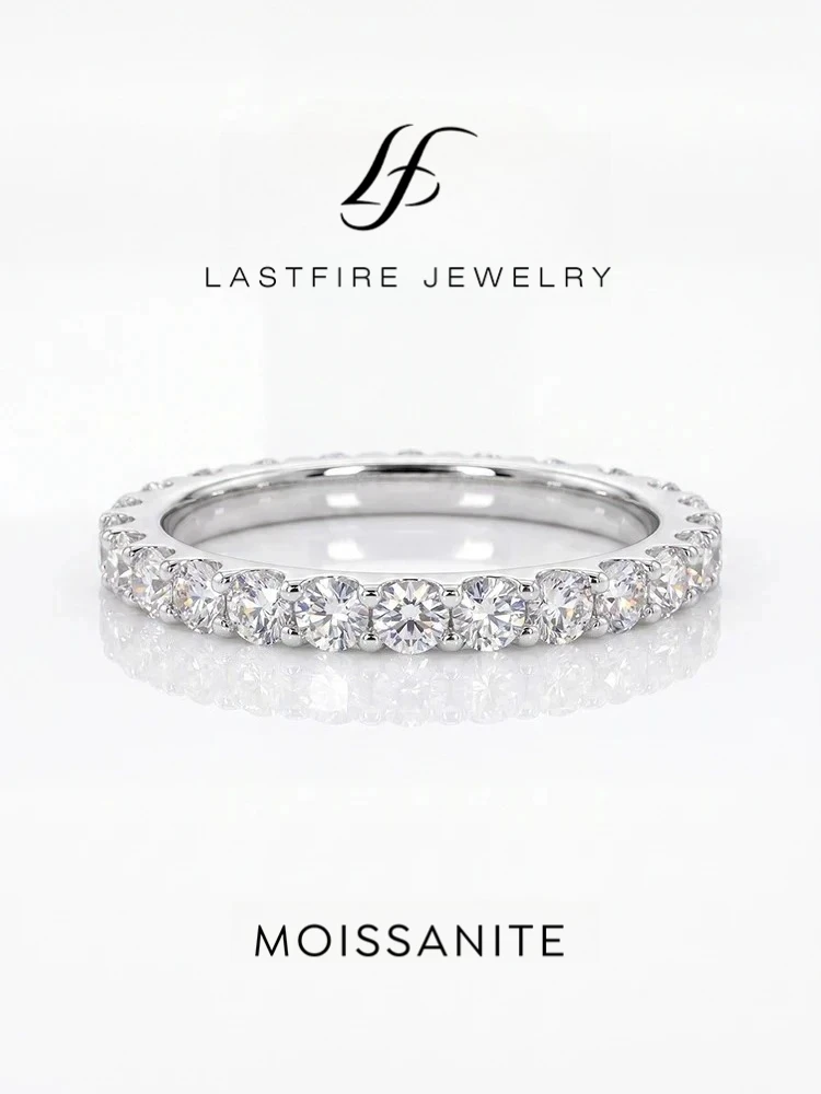 925 Sterling Silver Real Round Moissanite Diamond Shiny Fashion Rings for Women Engagement Anniversary Fine Jewelry