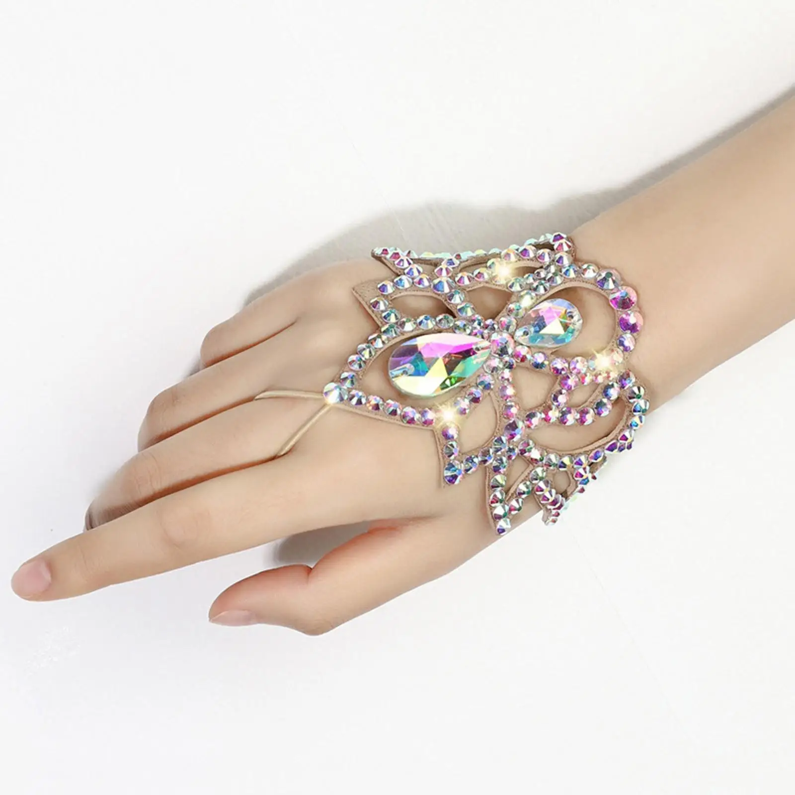 Women Belly Dance Bracelet Costume Accessories Boho Rhinestone Jewellery for Stage Show Bellydance Performance Party Halloween