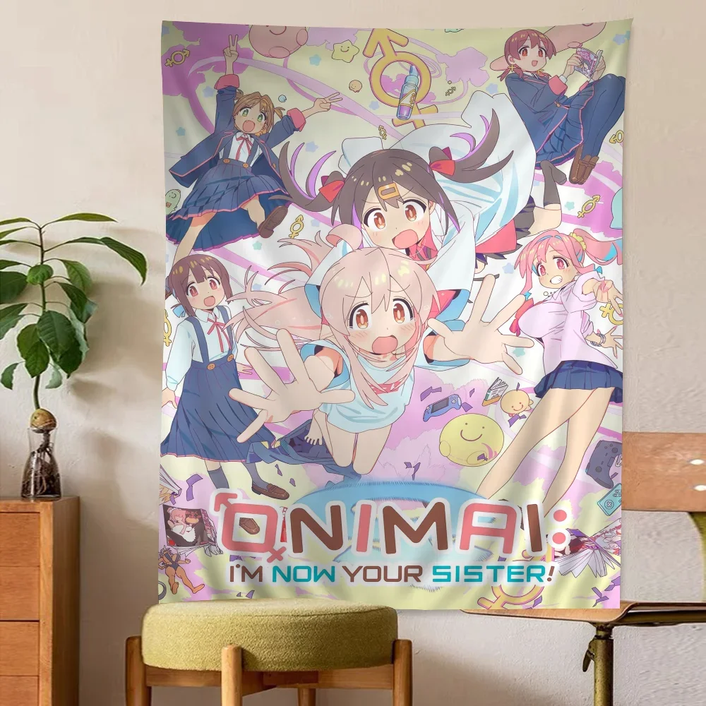 Onimai Vintage Anime Tapestry Hippie Flower Wall Carpets Dorm Decor Wall Hanging Home Decor