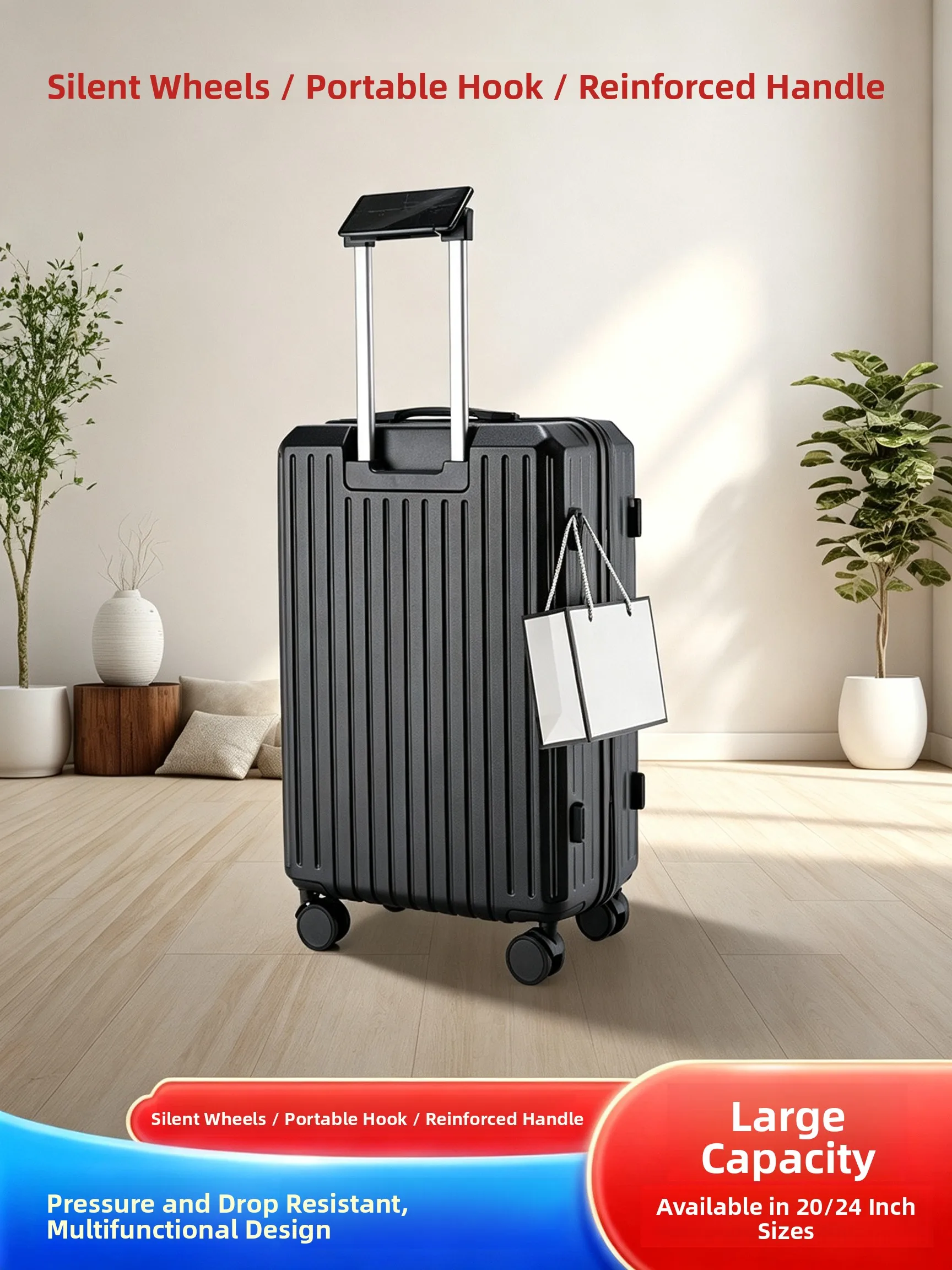 new-20-inch-travel-carry-on-suitcase-with-combination-lock-large-capacity-luggage-wheels-universal-directional-single-pull-rod
