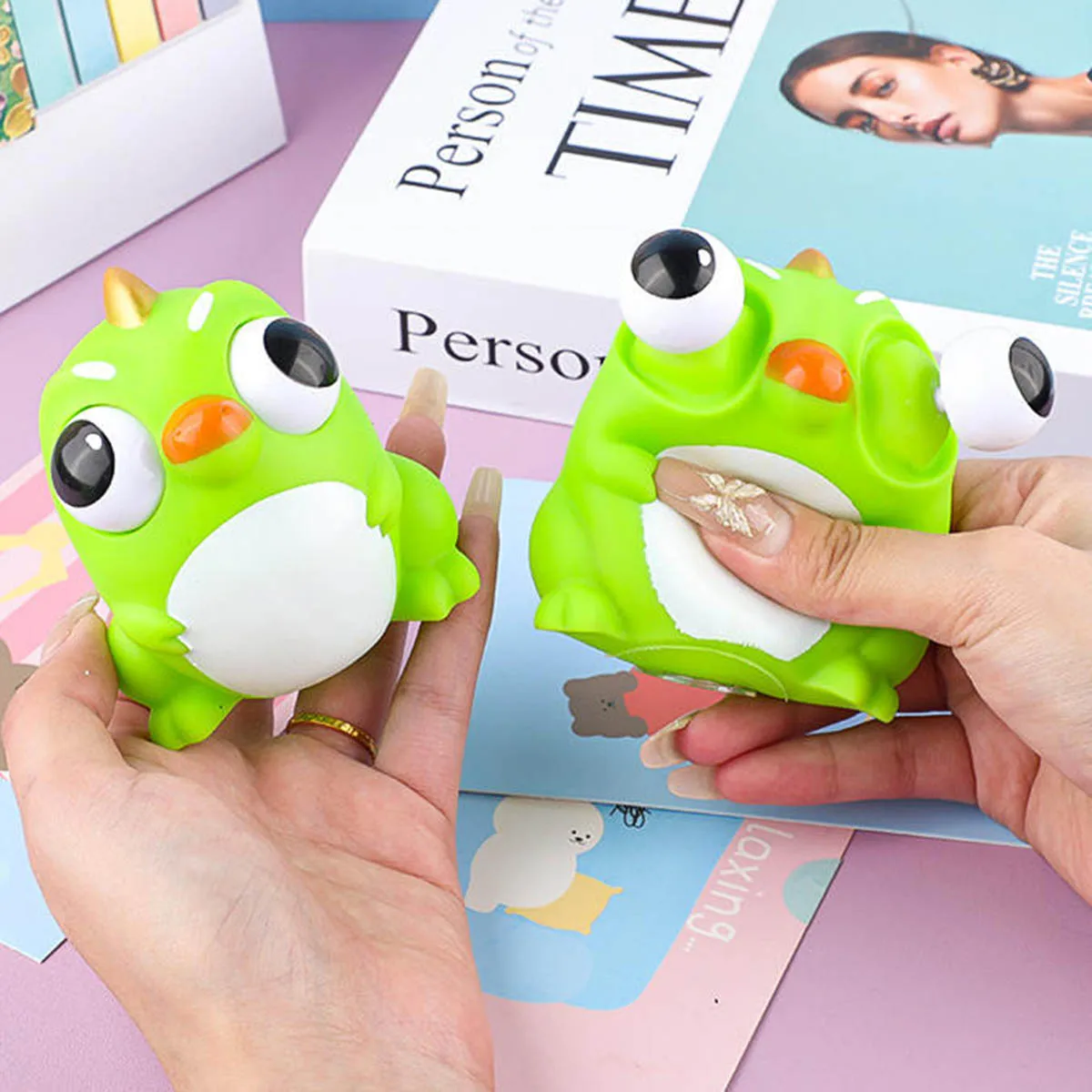 Cartoon Animal Eyeball Burst Squeeze Sensory Toy Tyrannosaurus Rex Pinch Squishy Toy Kids Decompression Fidget Funny Gift