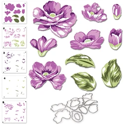 Alinacutle Layered Flower Stencils with Metal Cutting Die Cut Scrapbook Paper Craft Album Handmade Card Template Die Cutting