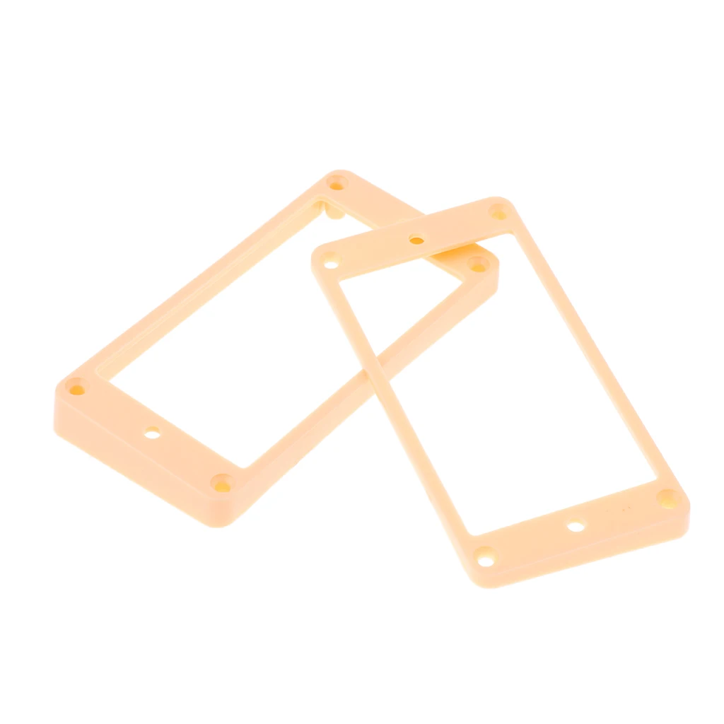 Tooyful 2Pcs Cream Black Curved Plastic Humbucker Pickups Frames Holder Mounting Rings for Electric Guitar Parts Accessories
