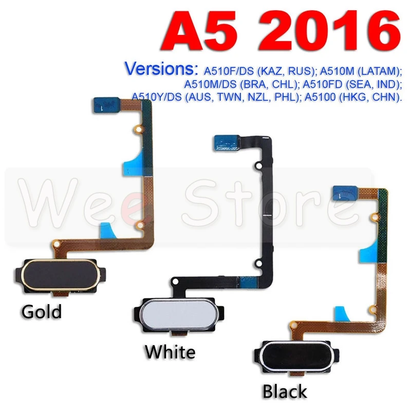 Back Home Button Touch ID Key Fingerprint Sensor Flex Cable For Samsung Galaxy A3 A5 A7 A8 A510 A520 A710 A750 2016 2017 2018