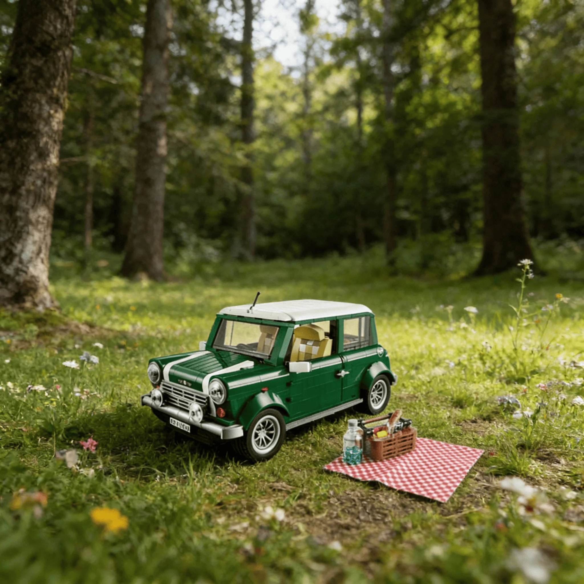 

Креативный конструктор для кемпинга и вечеринок: классическая модель автомобиля Mini Green Cooper, развивающие игрушки для самостоятельной сборки, подарок на Рождество