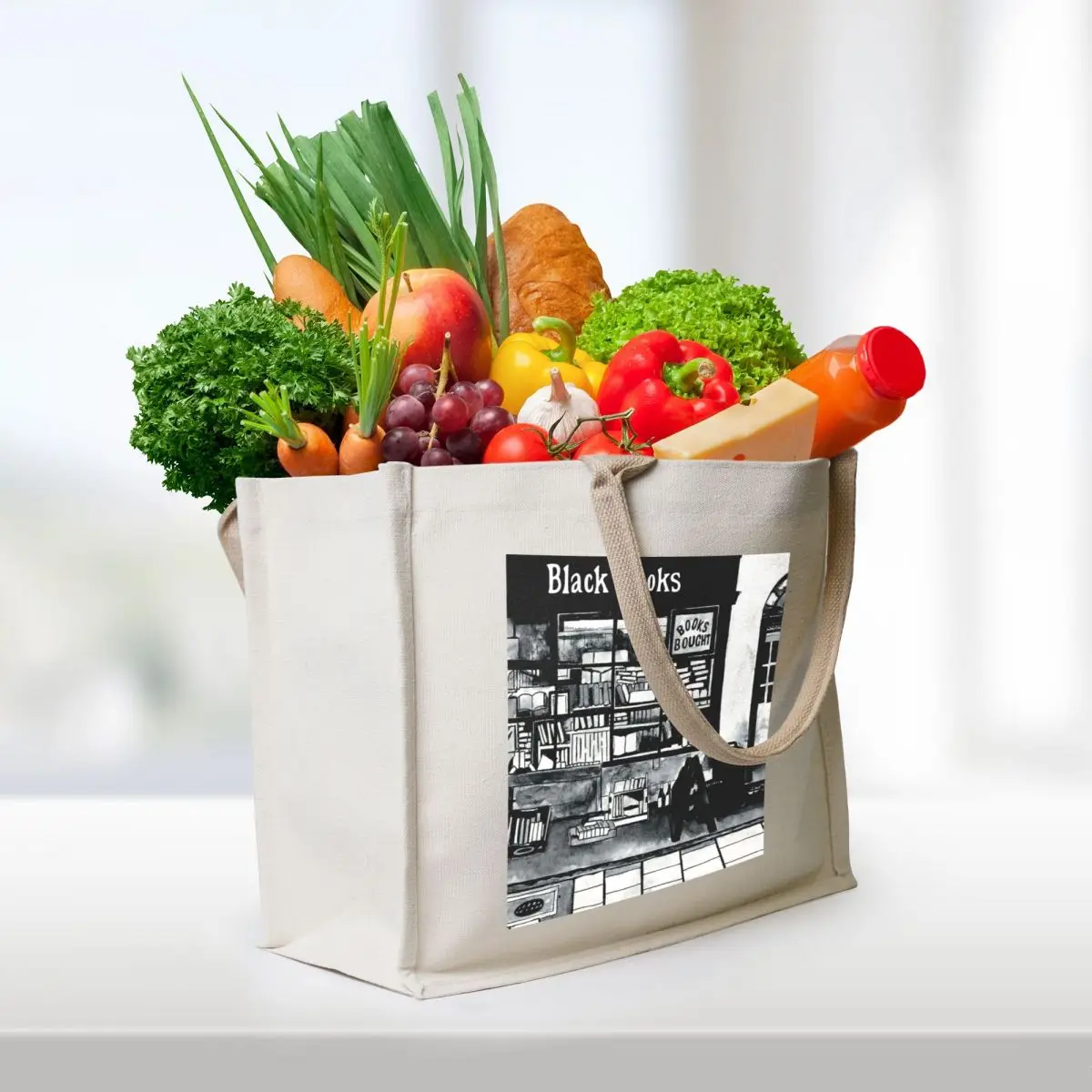 Black Books, Shop front, ink painting. Tote Bag bags luxury women hand bag custom canvas bag