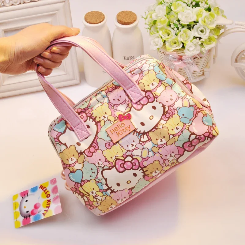 Hot Sale Sanrio Hello Kitty Cartoon Cosmetic Bag Kawaii Cat Make Up Bag Travel Size Makeup PU Purses Bags Melody Storage Carry