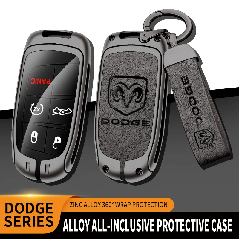 Funda de cuero de aleación de Zinc para llave de coche, carcasa para Dodge Ram 1500 Journey Charger Dart Challenger Durango, accesorios para llavero de coche