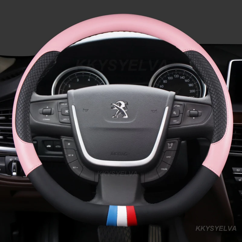 For Peugeot 508 2011 2012-2017 2018 508 SW 2011-2018 Car Steering Wheel Cover Microfiber Leather D Shape Auto Accessories