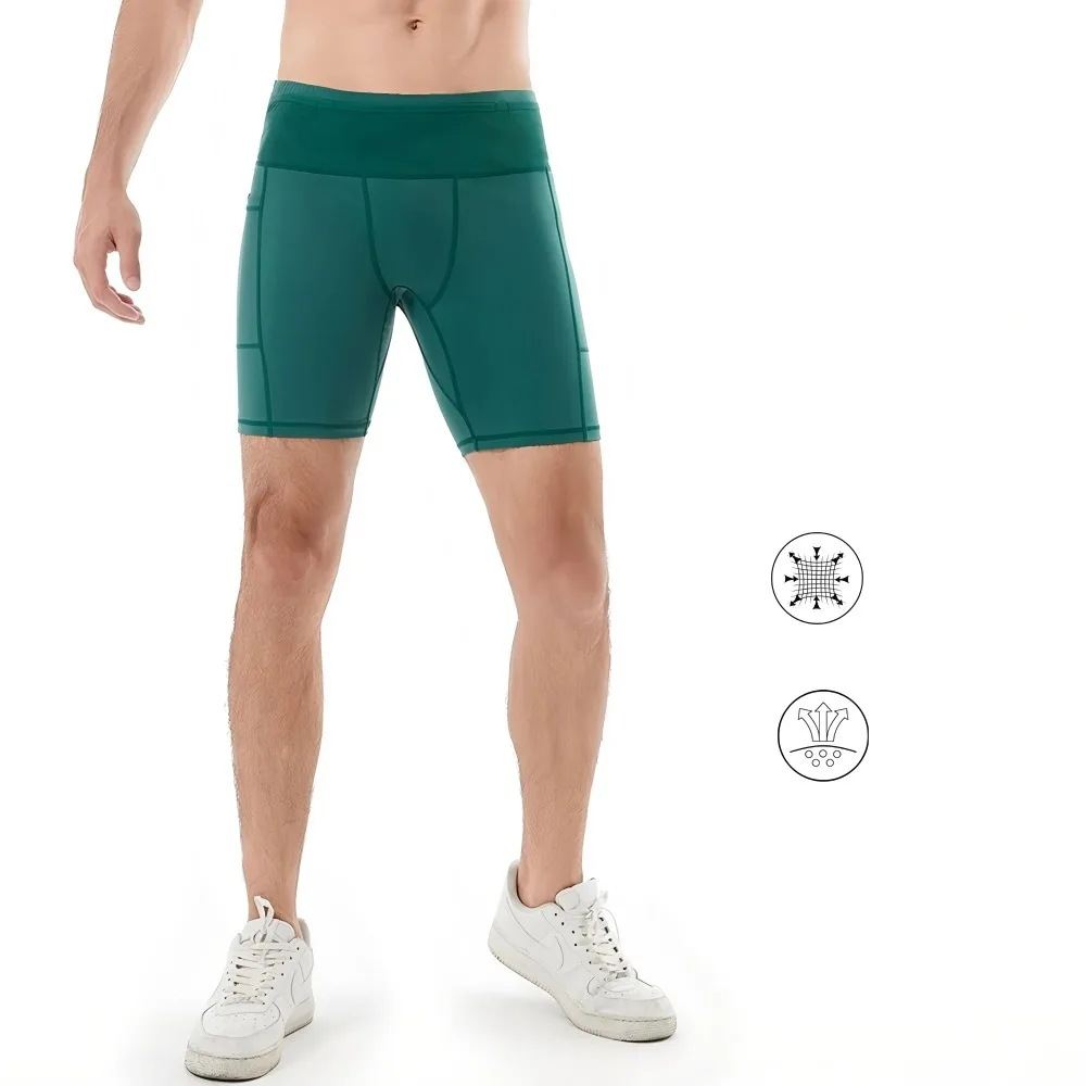 Summer New Men's 3.0 Multipocket Compression Shorts Quick Dry Marathon Running Jogging Cycling Fitness Exercise Tight Shorts